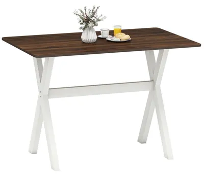 Image de Table rectangulaire en bois, pieds en forme de "X", dimensions : 110 x 71 x 76,5 cm, style moderne
