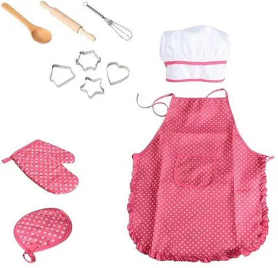 Produktbild von 11-teiliges Kinderkochset, Kochkleidung, Küchenutensilien, für die Küche geeignet (rosa)