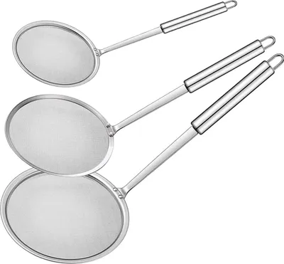 Produktbild von Schaumloeffel 10/12/14 cm, Edelstahl, Lochlöffel, zum Frittieren, Wokken, Abseihen von Fett