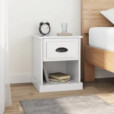 Obrázok produktu pre vidaXL Nočné stolíky 2 ks. Vysokolesklý biely 39x39x47,5 cm odvodený drevený výrobok