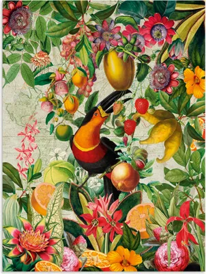 Produktbild von ARTland Wandbild Alu für Innen & Outdoor Toucan im exotischen Blüten und Früchte Größe: 60x80 cm