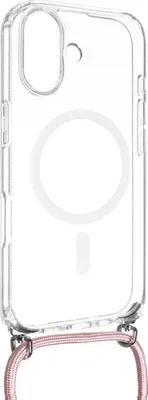 Zdjęcie produktu dla Etui na telefon komórkowy iPhone 17, FIXED MagPure Neck z MagSafe, przezroczyste z różową smyczą