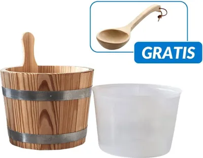 Produktbild von Sauna-Aufgusskübel / Saunaeimer 5 Liter mit finnischer Aufgusskelle