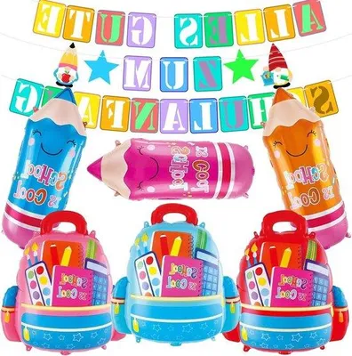 Produktbild von Schulstart-Feier Banner-Gruppen von Jungen und Mädchen-1. Schuljahr-Partydekorationen