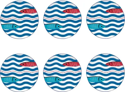 Produktbild von 6er Set Frühstücksteller SARDINE'S PARTY FISCHE Motiv 2 D. 21cm Easy Life WA