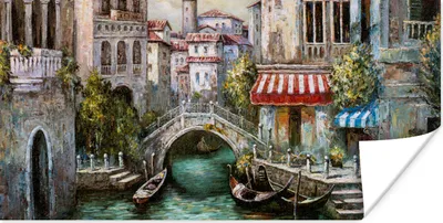 Produktbild von MuchoWow® Poster Gemälde - Öl - Wasser - Graben - Italien 120x60 cm - Bild