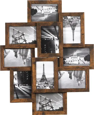 Image de Cadre photo collage pour 10 photos, brun vintage