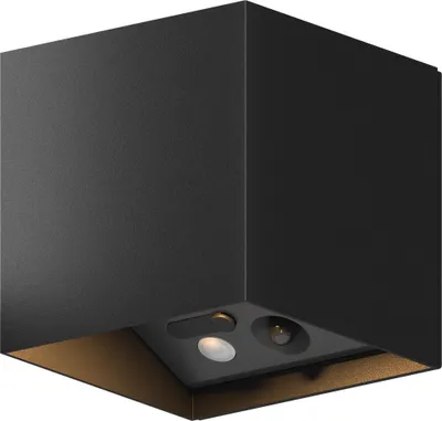 Immagine prodotto di Applique Calex Volterra, per esterni e interni, luce bianca calda verso l'alto e verso il basso, batteria ricaricabile con USB-C, wireless, rilevatore di movimento, impermeabile, nero