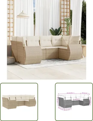 Produktbild von The Living Store 6-tlg. Garten-Sofagarnitur mit Kissen Beige Poly Rattan