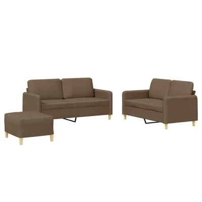 Produktbild von 3-tlg. Sofagarnitur mit Kissen Braun Stoff