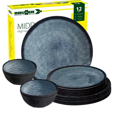 Produktbild von BRUNNER Camping Geschirr Set 4 Personen | Anti-Slip | Midday VENETIAN, 12-tlg.
