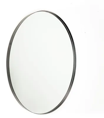 Obrázek produktu pro Zrcadlo na zeď, kulaté, průměr 80 cm – kovový rám, černá barva