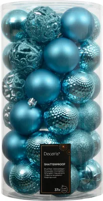 Productafbeelding van Kerstballen kunststof d6 cm blauw 37 st Decoris