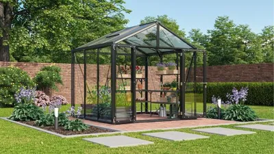 Productafbeelding van Vitavia kas "Zeus Comfort 6200", zwart, 6,2 m², 3 mm gelaagd veiligheidsglas, 10 mm harde kunststof panelen