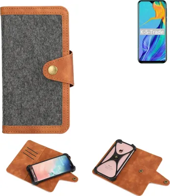 Produktbild von K-S-Trade Schutzhülle Handyhülle kompatibel mit Blackview A60 Pro Filz Hülle Kunst-Leder dunkelgrau braun (1x)
