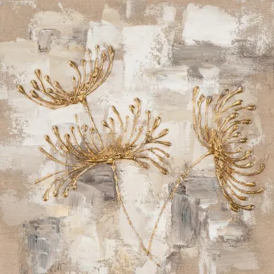 Produktbild von ArtUniverse Leinwandbild Chrysanthemen in Gold Beige 40 x 40 cm