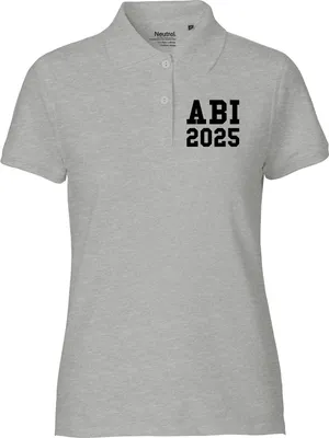 Produktbild von Huuraa Damen Polo Shirt ABI 2025 Abitur L Sport Grey Bio Baumwolle Fairtrade Poloshirt Geschenkidee