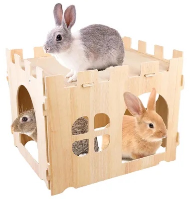 Immagine prodotto di Gabbia per conigli grande in legno - 40 x 30 x 30 cm - Casetta gioco per piccoli animali
