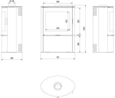 Produktbild von Kachelofen aus Stahl KRATKI AB S/2 Ø 150 10 kW schwarz Kachel