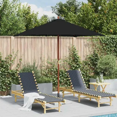 Produktbild von vidaXL Sonnenschirm mit Holzmast Schwarz 150x200 cm