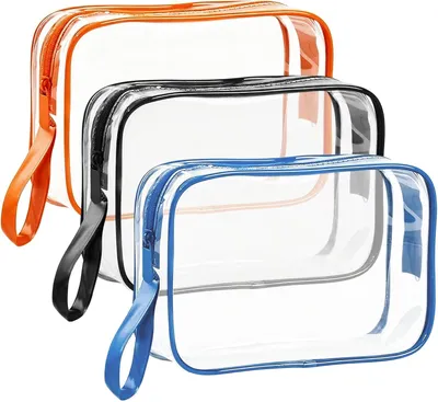 Produktbild von Kulturbeutel 20 x 15 x 6,5 cm, 3 Stück, wasserdichtes PVC, transparent, für Reise