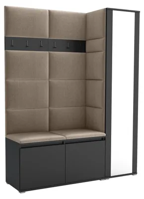 Produktbild von Garderobe LUTON 7 BLACK 02 - Farbe: schwarz, moderne Garderobe 40x145x186 cm, funktionelle Lösung für den Flur, Garderobe, Möbel für den Flur,