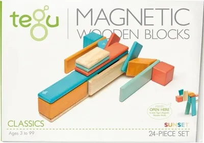 Produktbild von 24 Magnetische Holzbausteine orange blau