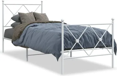 Produktbild von vidaXL Bettgestell mit Kopf- und Fußteil Metall Weiß 75x190 cm