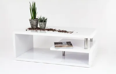 Image de Couchtisch >5052-11< in Weiß Hochglanz, MDF - 110x42x60cm (BxHxT)