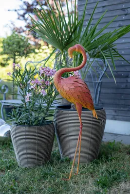 Produktbild von Metall Garten-Figur Flamingo 95cm rostig Dekofigur groß Gartendeko Deko-Skulptur Tierfigur Vogel