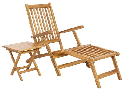 Produktbild von vidaXL Klappdeckstuhl mit Tisch Natur Massivholz Teak