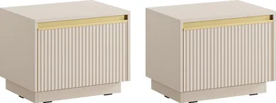 Produktbild von Set aus 2 Nachttischen mit 1 Schublade - MDF - Beige und Gold - POSINIA by Pascal Morabito