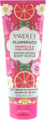 Imagen del producto de Exfoliante corporal Yardley Flowerazzi, aroma a magnolia y orquídea rosa, 200 ml