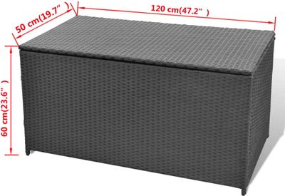 vidaXL Zahradní box na polštáře černý 120x50x60 cm polyratan