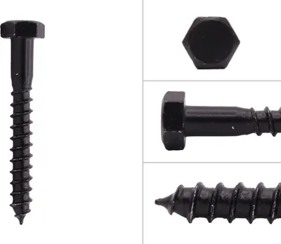 Produktbild von Sechskant Holzschrauben verzinkt schwarz M8 x 60 mm - Pro 25 Stück