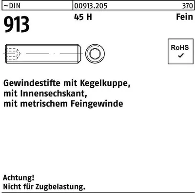 Produktbild von Reyher  Gewindestifte DIN 913 45 H M 5 x 0,5 x 8 (1000 Stück)