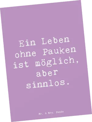 Produktbild von Mr. & Mrs. Panda Postkarte Spruch Pauken Leben - Lavendeltraum - Geschenk, bildkarte, klassische Musik, Musikinstrument, Postkarten, Ansichtskarte, Lernen, Grußkarte
