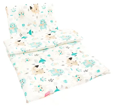 Produktbild von Zweiteiliges Kinderwagen-Set, Wiege, Decke + Kissen - Pastellfarben