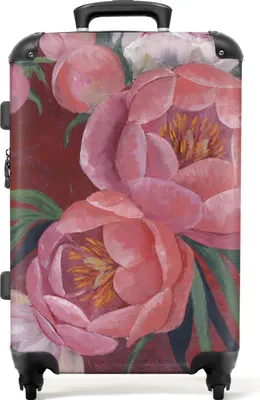 Produktbild von NoBoringSuitcases.com® Großer Koffer - Blumen - Rosa - Malerei - Pflanzen - Kombinationsschloss TSA - Hartschalen Trolley 4 Rollen - 72 liter - Reisekoffer - 66 cmKoffer Mittelgroß 67x43x25 cm, 72L,