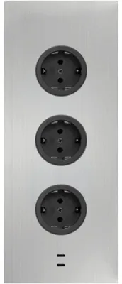 Obrázok produktu pre CARESSI zásuvkový modul 3ST29 3 zásuvky Schuko USB-A + C nabíjačka nerezová oceľ