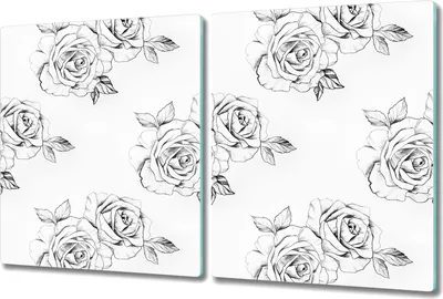 Produktbild von Glas Schneidebrett Herdabdeckplatten Schneideplatten - 2x 40x52 cm - Skizzierte Rosen
