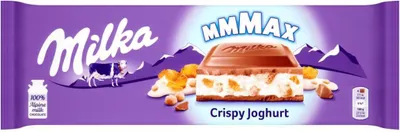 A Milka chocolate bar packaging with a depiction of the chocolate bar and its ingredients.