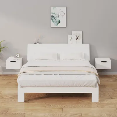 Image de vidaXL Tables de chevet murales 2 pcs. Blanc 34x30x20 cm
