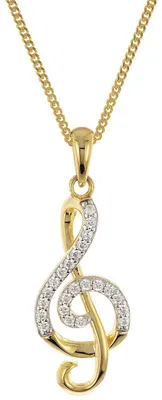 Productafbeelding van trendor 28456 Halskette (ketting) met notensleutel, zilver 925, verguld, 40 cm
