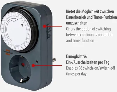 Produktbild von Brennenstuhl Zeitschaltuhr MZ 20, mechanische Timer-Steckdose grau