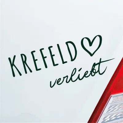 Produktbild von Auto Aufkleber Krefeld verliebt Herz Stadt Heimat Liebe Car 19x8 cm Dunkelgrün Sticker Heckscheibenaufkleber