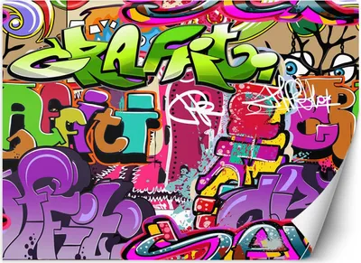 Produktbild von Vlies fototapete Graffiti-Kunst in Neonfarben Straßenkunst 100x70 cm Feeby Bunt inkl. Kleber einfache Montage