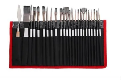 Obrázok produktu pre Sada 24 syntetických štetcov, na akvarel, olejomaľbu a guaš | Bez štetín | Čierna