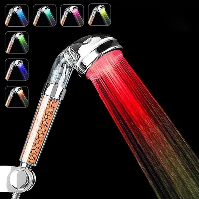 Produktbild von Handbrause, LED Duschkopf, 7 Lichtfarben, Filter Mineralsteinen, Wassersparend Mit Druckerhöhung, Duschbrause, Brausekopf