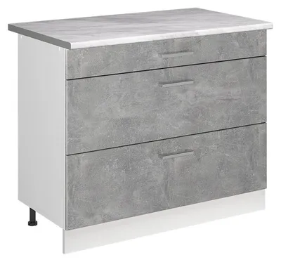 Productafbeelding van Keukenonderkast Vicco R-Line Beton/Wit 100 cm marmer werkblad, Model 71498